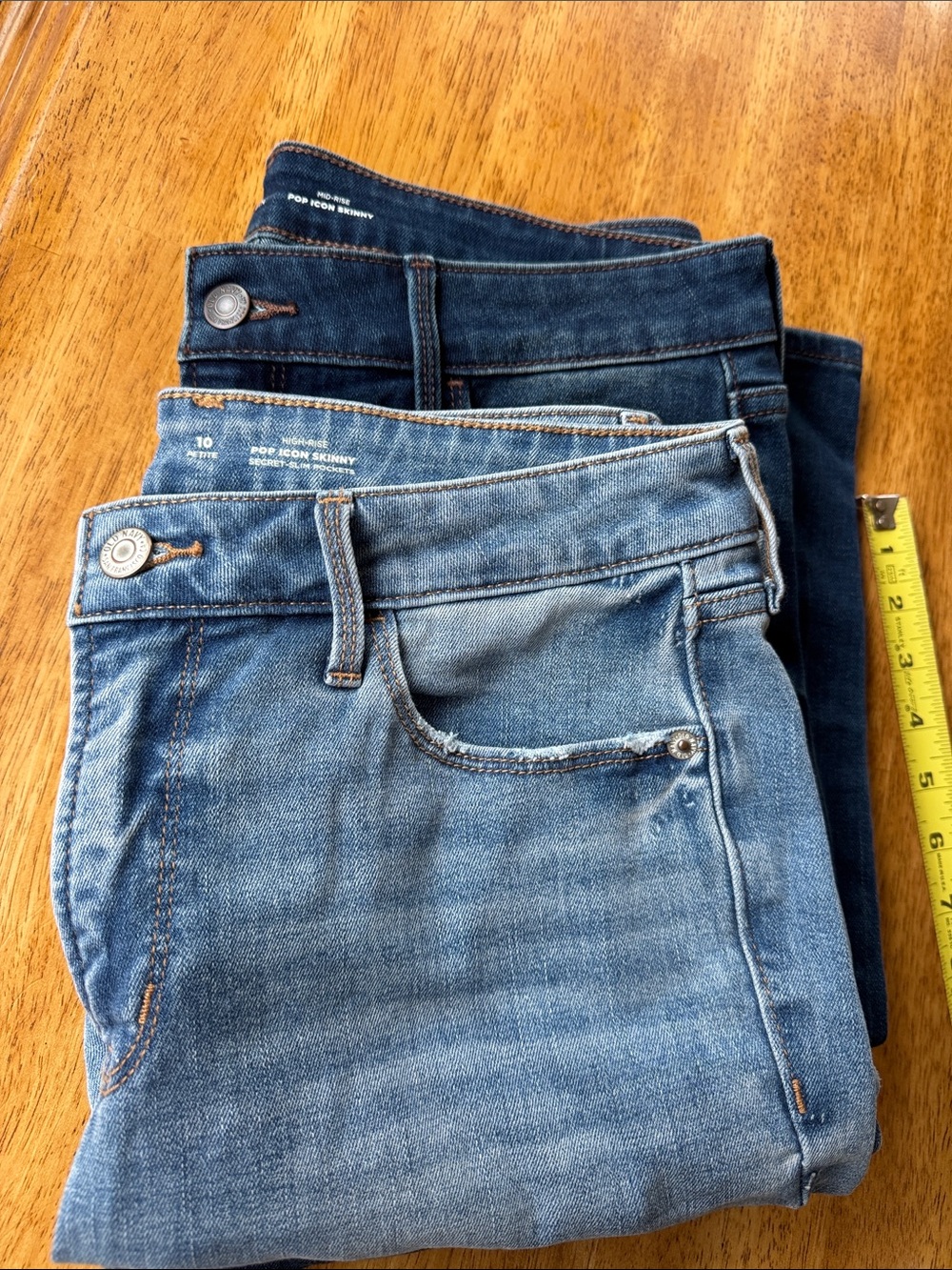 Two pair Old Navy women’s midrise size 10 petite pop icon skinny jeans